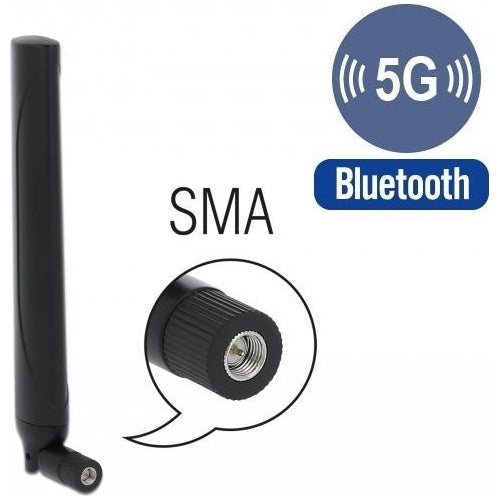 DeLOCK - Antenne - 19,7 cm - Mobiltelefon, Bluetooth - -0,5 - 2,3 dBi - ungerichtet - Schwarz (12633) afbeelding 1