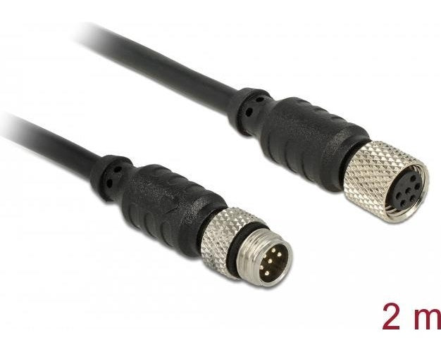 DeLOCK - Sensor extension cable - 6-poliges M8 (M) bis 6-poliges M8 (W) - 2,0m - Schwarz (12640) - 4043619126408 - image 1