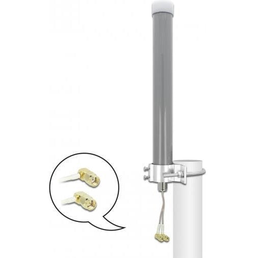 DeLOCK - Antenne - Mobiltelefon, Wi-Fi - 2 - 3 dBi - ungerichtet - außen, Stangenbefestigung - Grau (12694) afbeelding 1
