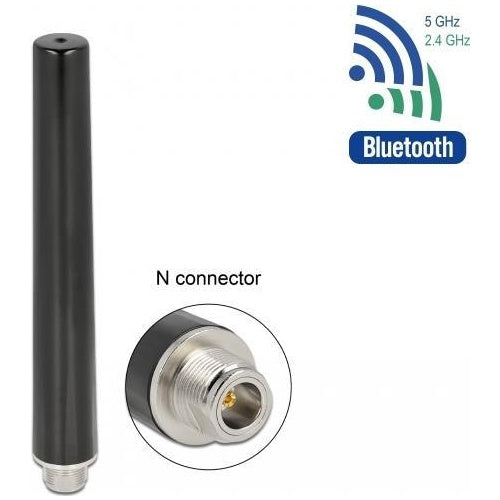 DeLOCK - Antenne - 16,55 cm - Wi-Fi - 4 - 6 dBi - ungerichtet - außen - Schwarz (12701) afbeelding 1