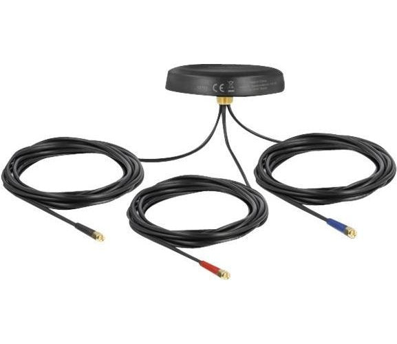 Delock - Antenne - Smart Home - 2 dBi (für 698 - 960 MHz), 2 dBi (für 1710 - 2700 MHz), 3 dBi (für 1,575,42 MHz), 3 dBi (für 1598 - 1610 MHz) - ungerichtet - außen, am Dach montierbar - Schwarz (12717) afbeelding 1