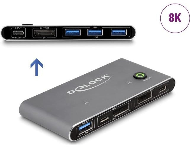 DeLOCK 18646 Tastatur/Video/Maus (KVM)-Switch Anthrazit (18646) afbeelding 1