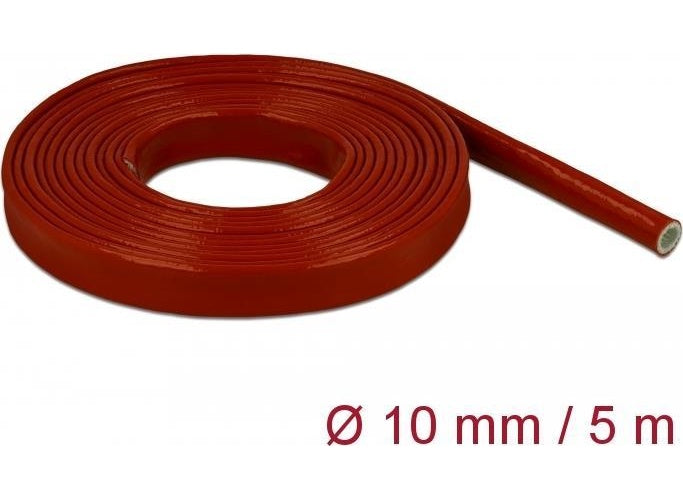 Delock Feuerfester Schutzschlauch silikonbeschichtet 5 m x 10 mm rot (18898) afbeelding 1