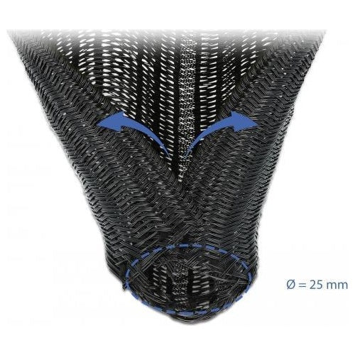 Delock Braided Sleeving self-closing - Geflechtschlauch - 10,0m - Schwarz (19047) afbeelding 1