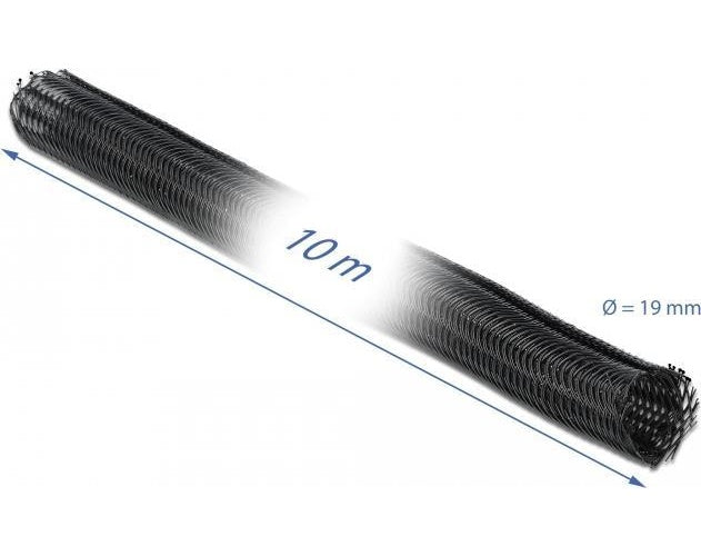DeLOCK Braided Sleeving with Hook-and-Loop Fastener - Kabelschlauch - 10,0m - Schwarz (19056) afbeelding 1