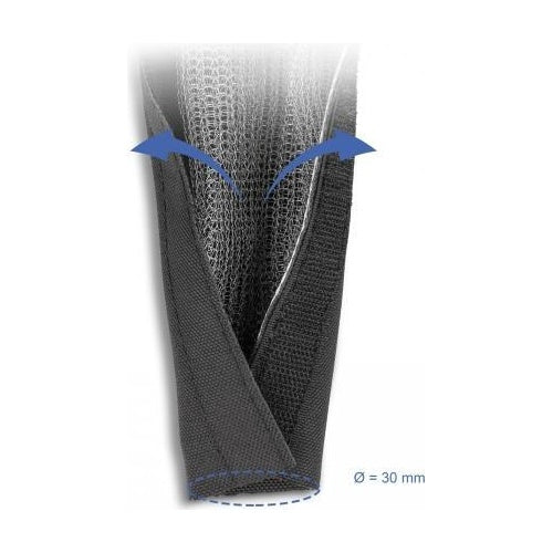 Delock - Kabelmanagement-Tülle - 30 mm, braided, EMI shielding, heat resistant, with hook-and-loop fasteners - 1,0m - Schwarz (20843) afbeelding 1