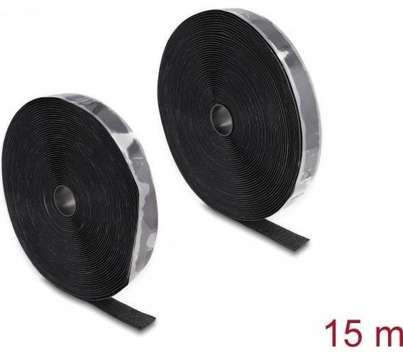 Delock - Klettverschluss - heavy-duty self-adhesive - 15,0m - Schwarz (20857) afbeelding 1