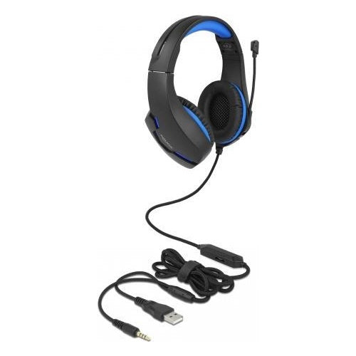 Delock - Headset - ohrumschließend - kabelgebunden - 3,5 mm Stecker - Schwarz, Blau (27182) - 4043619271825 - image 1