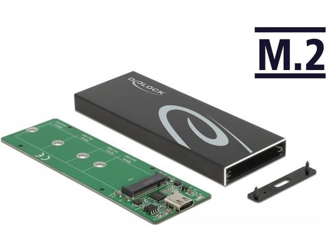 Delock - Speichergehäuse - M.2 - M.2 Card / SATA 6Gb/s - USB 3,2 (Gen 2) - Schwarz (42003) afbeelding 1