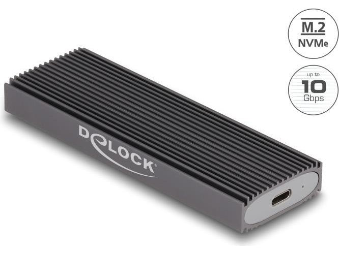 Delock - Speichergehäuse - M.2 - M.2 Card (PCIe NVMe & SATA) / SATA SSD - USB-C 3,1 (Gen 2) - Grau (42019) afbeelding 1