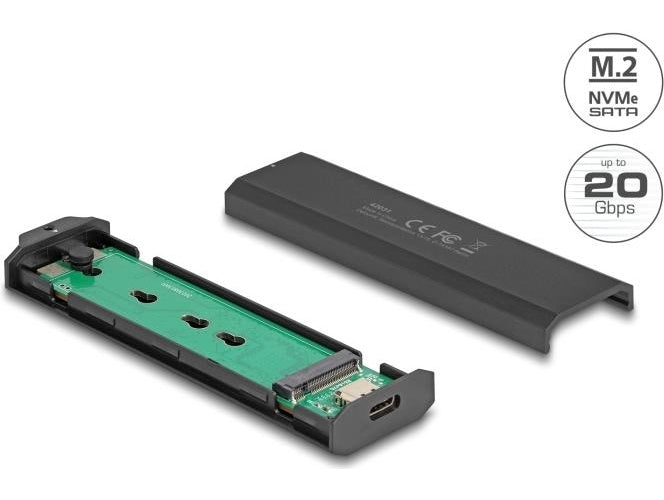 Delock Externes USB Type-C 20 Gbps Combo Gehäuse für M.2 NVMe PCIe oder SATA SSD (42031) afbeelding 1