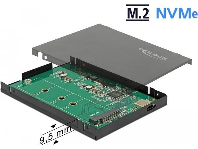 DeLOCK 2,5 External Enclosure for M.2 NVMe PCIe SSD - Speichergehäuse - SATA - USB 3,1 (Gen 2) - Schwarz (42609) afbeelding 1
