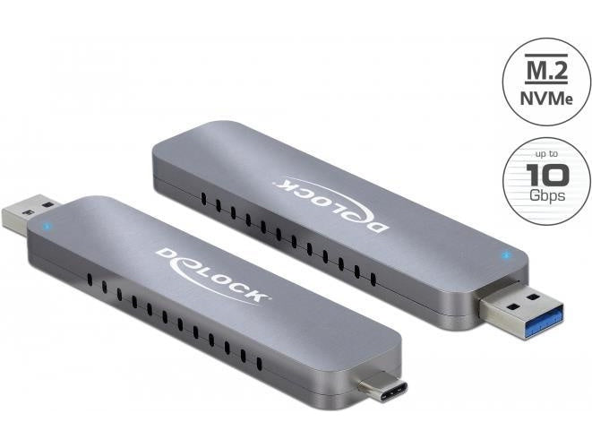 Delock Externes Gehäuse für M.2 NVMe PCIe SSD mit USB Type-C und Typ-A Stecker (42616) afbeelding 1