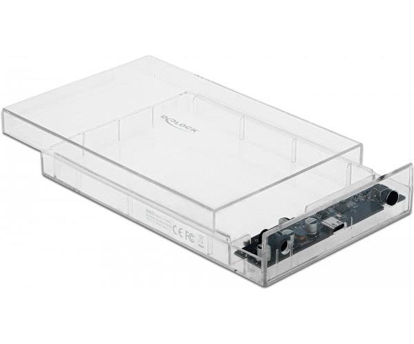 DeLOCK External Enclosure for 3.5" SATA HDD with USB Type-C - Speichergehäuse - 3.5" (8,9 cm) - SATA 6Gb/s - 6 Gbit/s - USB 3,2 (Gen 1) - durchsichtig (42623) afbeelding 1