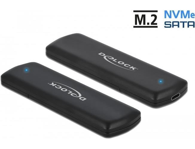 DeLOCK External USB Type-C Combo Enclosure for M.2 NVMe PCIe or SATA SSD - Speichergehäuse - M.2 - M.2 NVMe Card / PCIe (NVMe) - USB 3,2 (Gen 2) - Schwarz (42633) afbeelding 1