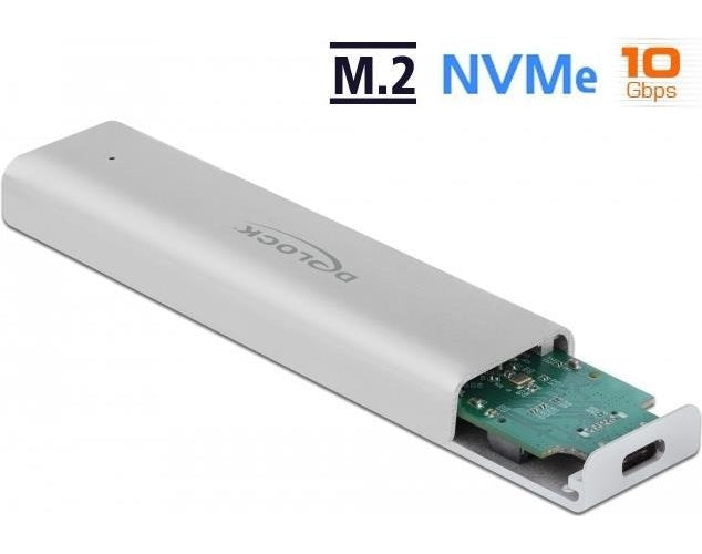 DeLOCK - Speichergehäuse - M.2 NVMe Card - 10GBps - USB 3,2 (Gen 2) - Silber (42634) afbeelding 1