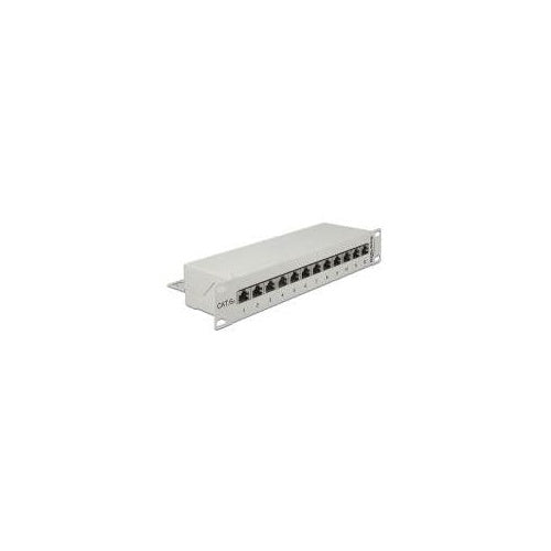 DeLOCK - Patch Panel - RJ-45 X 12 - Hellgrau, RAL 7035 - 1U - 25,40cm (10") (43308) afbeelding 1