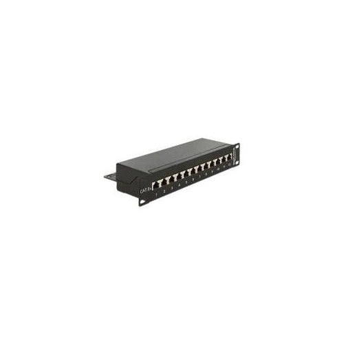 DeLOCK - Patch Panel - RJ-45 X 12 - Jet Black, RAL 9005 - 1U - 25,4 cm (10") (43310) afbeelding 1