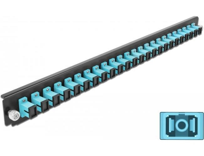 DeLOCK - Rack-Montageblech für Glasfaser-Spleißbox - Vorderseite - SC MM X 24 - Aquamarin - 1U - 48,3 cm (19") (43354) afbeelding 1