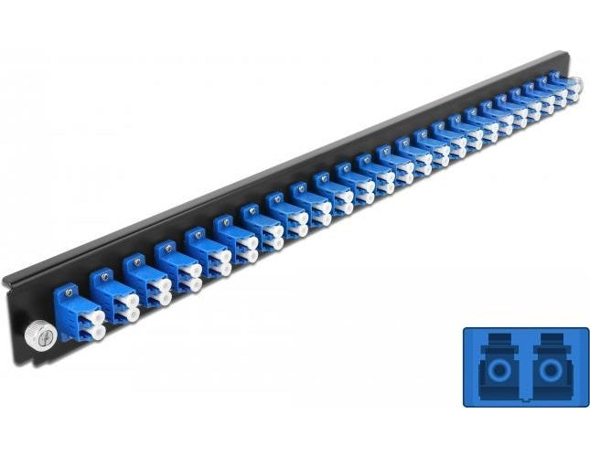 DeLOCK - Rack-Montageblech für Glasfaser-Spleißbox - Vorderseite - LC SM X 24 - Blau - 1U - 48,3 cm (19") (43357) afbeelding 1