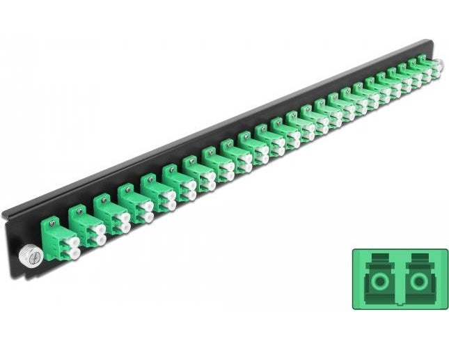 DeLOCK - Rack-Montageblech für Glasfaser-Spleißbox - Vorderseite - LC SM X 24 - grün - 1U - 48,3 cm (19") (43358) afbeelding 1