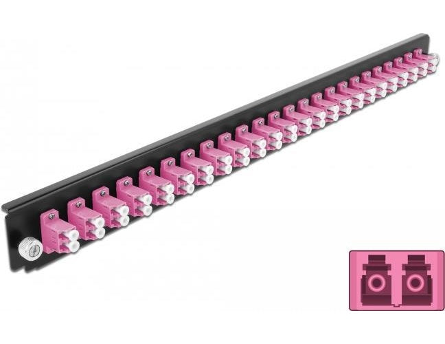 DeLOCK - Rack-Montageblech für Glasfaser-Spleißbox - Vorderseite - LC MM X 24 - violett - 1U - 48,3 cm (19") (43361) afbeelding 1