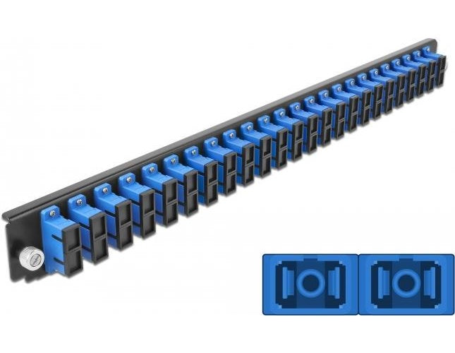 DeLOCK - Glasfaser-Spleißboxpaneel - Vorderseite - SC SM X 48 - Schwarz, Blau - 1U - 48,3 cm (19") (43363) afbeelding 1