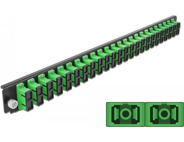 DeLOCK - Rack-Montageblech für Glasfaser-Spleißbox - Vorderseite - SC SM X 24 - grün - 1U - 48,3 cm (19") (43364) afbeelding 1