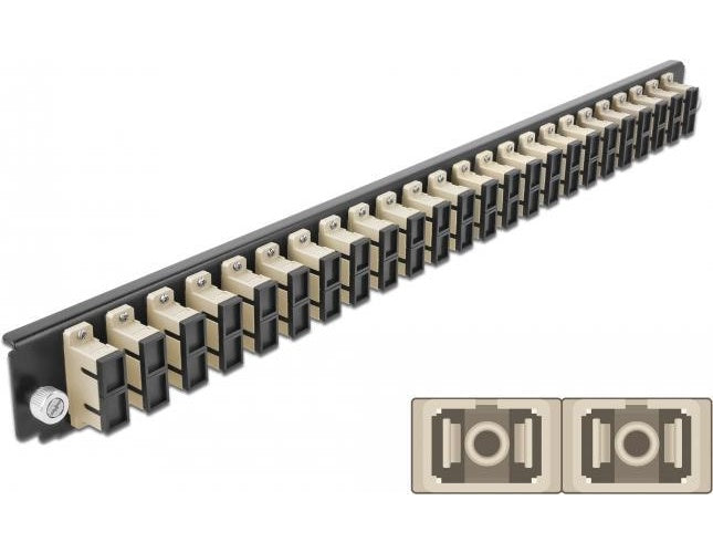 DeLOCK - Rack-Montageblech für Glasfaser-Spleißbox - Vorderseite - SC MM X 24 - beige - 1U - 48,3 cm (19") (43365) afbeelding 1