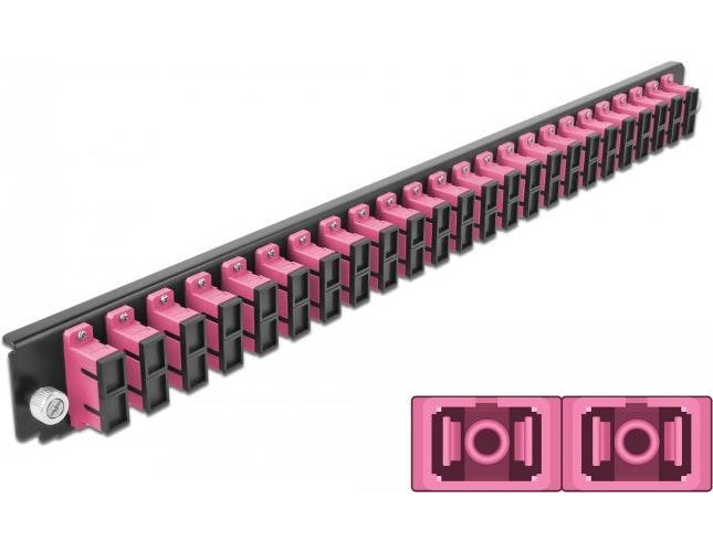 DeLOCK - Rack-Montageblech für Glasfaser-Spleißbox - Vorderseite - SC MM X 24 - violett - 1U - 48,3 cm (19") (43367) afbeelding 1