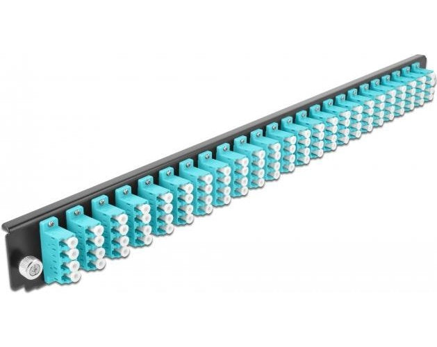 Delock - Glasfaser-Spleißboxpaneel - Vorderseite - LC MM X 96 - Schwarz, Aquamarin - 1U - 48.3 cm (19") afbeelding 1