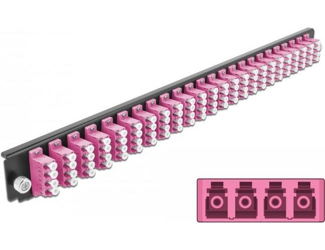 Delock - Rack-Montageblech für Glasfaser-Spleißbox - Vorderseite - LC MM X 24 - violett - 1U - 48.3 cm (19") afbeelding 1