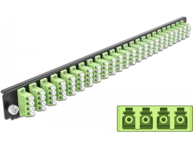 DeLOCK - Rack-Montageblech für Glasfaser-Spleißbox - Vorderseite - LC MM X 24 - hellgrün - 1U - 48,3 cm (19") (43374) afbeelding 1