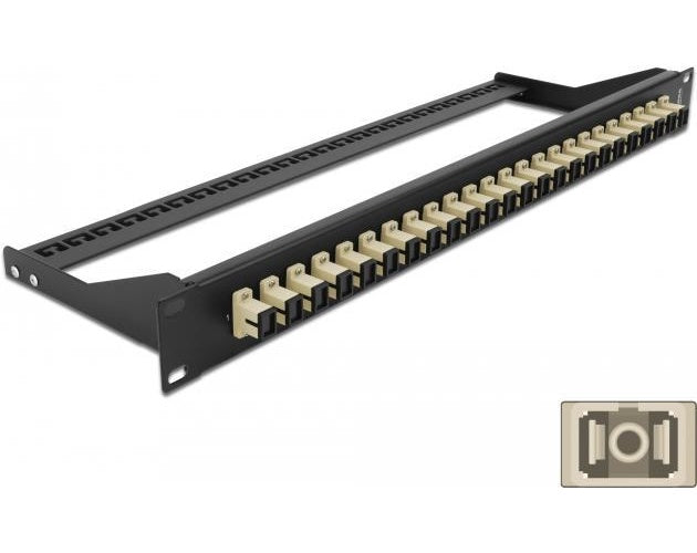 Delock - Patch Panel - Rack montierbar - SC MM X 24 - Schwarz, beige - 1U - 48.3 cm (19") afbeelding 1