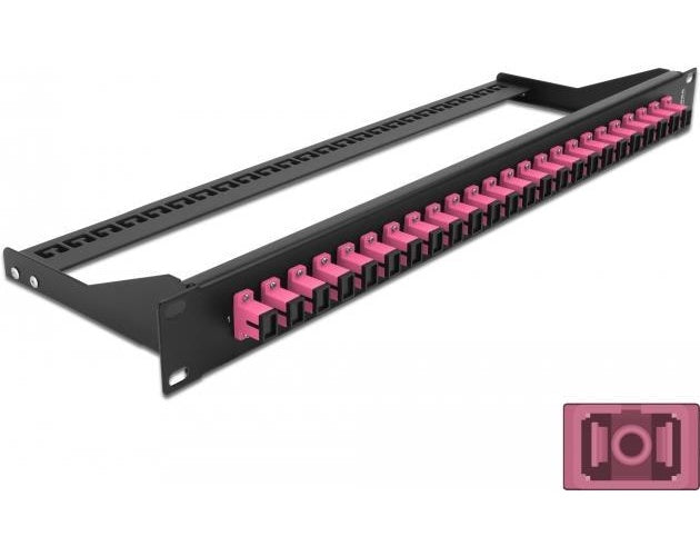 Delock - Patch Panel - Rack montierbar - SC MM X 24 - Schwarz, violett - 1U - 48.3 cm (19") afbeelding 1