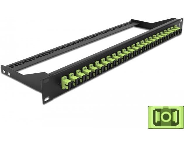Delock - Patch Panel - Rack montierbar - SC MM X 24 - Schwarz, hellgrün - 1U - 48.3 cm (19") afbeelding 1