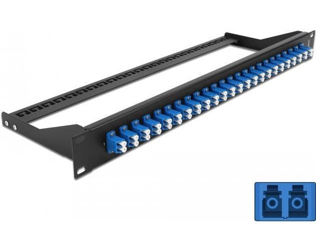 Delock - Patch Panel - Rack montierbar - LC Duplex SM X 24 - Schwarz, Blau - 1U - 48,3 cm (19") (43386) afbeelding 1