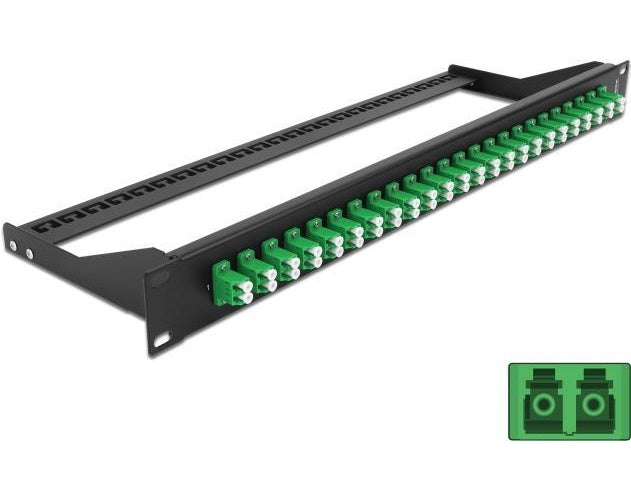 Delock - Patch Panel - Rack montierbar - LC Duplex SM X 24 - Schwarz, grün - 1U - 48,3 cm (19") (43387) afbeelding 1