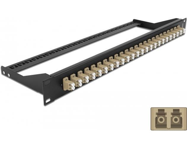 Delock - Patch Panel - Rack montierbar - LC Duplex MM X 24 - Schwarz, beige - 1U - 48,3 cm (19") (43388) afbeelding 1