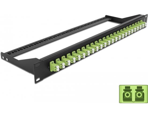 Delock - Patch Panel - Rack montierbar - LC Duplex MM X 24 - Schwarz, hellgrün - 1U - 48.3 cm (19") afbeelding 1