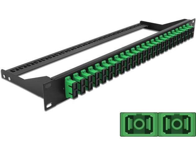 Delock - Patch Panel - Rack montierbar - SC Duplex SM X 24 - Schwarz, grün - 1U - 48.3 cm (19") afbeelding 1