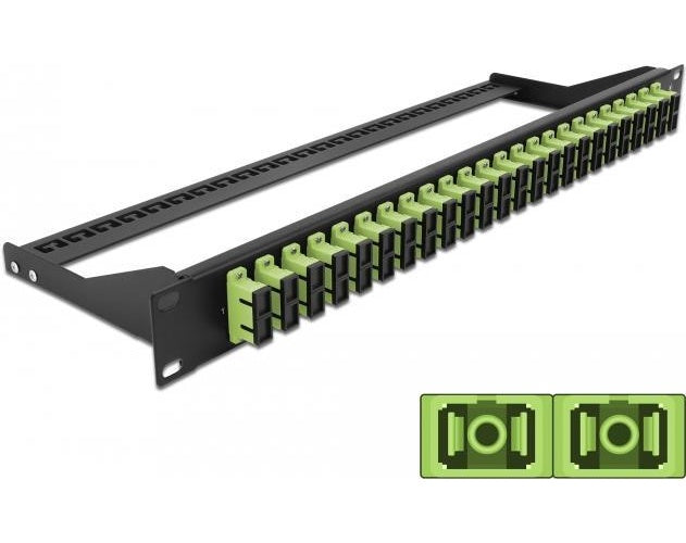 Delock - Patch Panel - Rack montierbar - SC Duplex MM X 24 - Schwarz, hellgrün - 1U - 48.3 cm (19") afbeelding 1