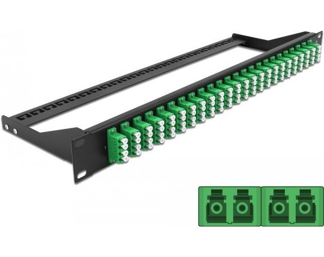Delock - Patch Panel - Rack montierbar - LC Quad SM x 24 - Schwarz, grün - 1U - 48.3 cm (19") afbeelding 1