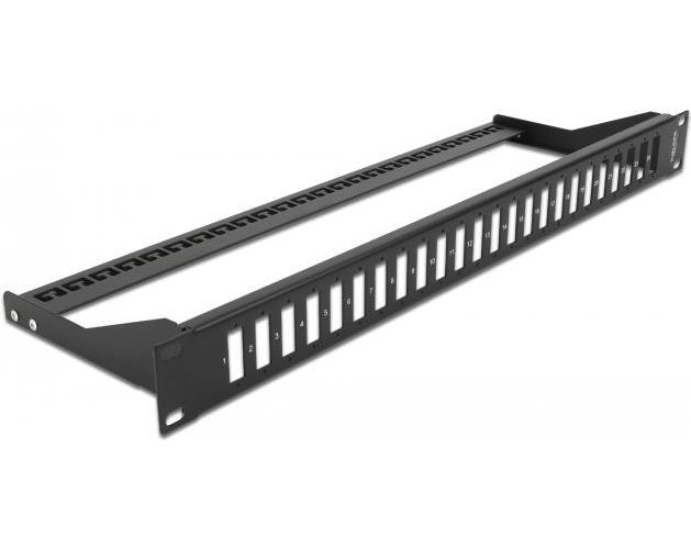 Delock - Patchpanel (Blindblech) - Rack montierbar - Schwarz - 1U - 48,3 cm (19") - 24 Ports (43406) afbeelding 1