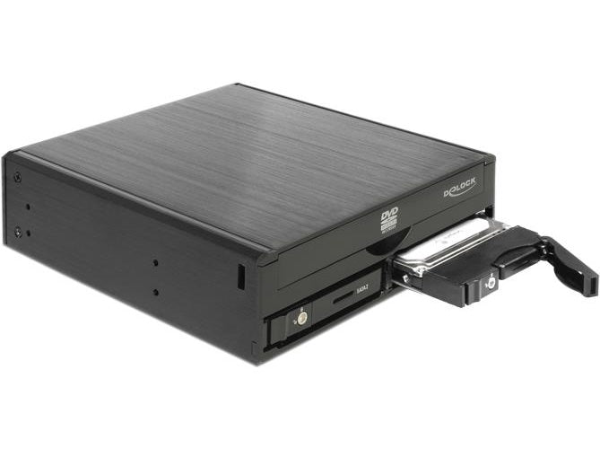 DeLOCK 5.25" Mobile Rack for 1 x 5.25" Slim Drive + 2 x 2.5" SATA HDD / SSD - Gehäuse für Speicherlaufwerke - 2.5" (6.4 cm) - Schwarz afbeelding 1