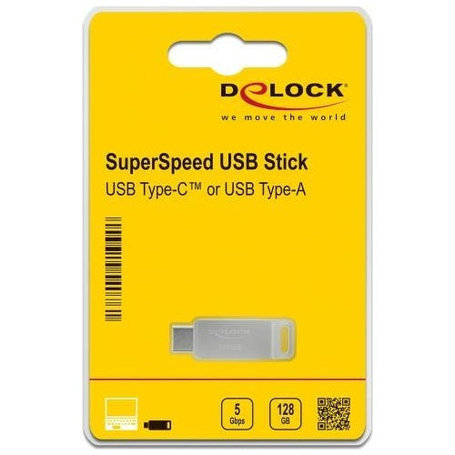 Delock USB 5 Gbps USB-C + Typ-A Speicherstick 128 GB - Metallgehäuse (54076) afbeelding 1
