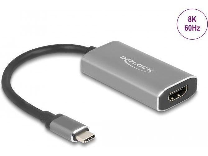 Delock - Videoschnittstellen-Converter - USB-C männlich bis HDMI weiblich - 20cm - Grau - unterstützt 8K 60 Hz (7680 x 4320) (62632) afbeelding 1