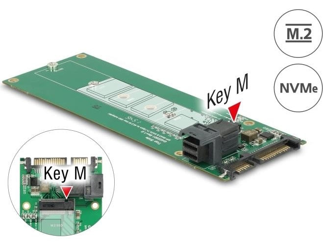 Delock Konverter SATA 22 Pin / SFF-8643 NVMe > 1 x M.2 Key M (62703) afbeelding 1