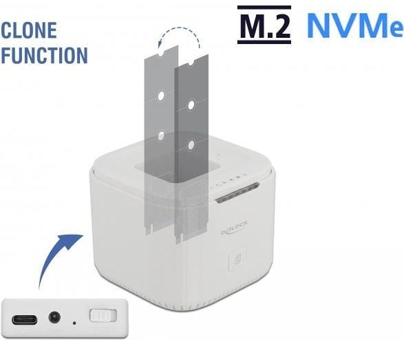 Delock - HDD-Dockingstation Schächte: 2 - M.2 - M.2 NVMe Card - USB 3,2 (Gen 2) - weiß (63331) afbeelding 1