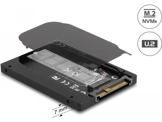 Delock 2.5" Konverter U.2 SFF-8639 zu M.2 NVMe Key M - 7 mm Höhe (63379) afbeelding 1